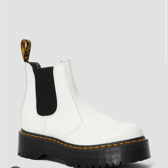 Dr. Martens Shoes - Dr Martens White Leather Boots Size 8 runs Small